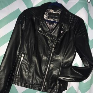 Black Rivet Faux Leather Moto Jacket